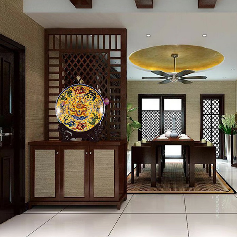 ĐĨA TRANH 9 RỒNG VÀNG - KIM LONG - CỬU NGŨ CHÍ TÔN KÈM GIÁ ĐỠ ĐĨA HÌNH RỒNG