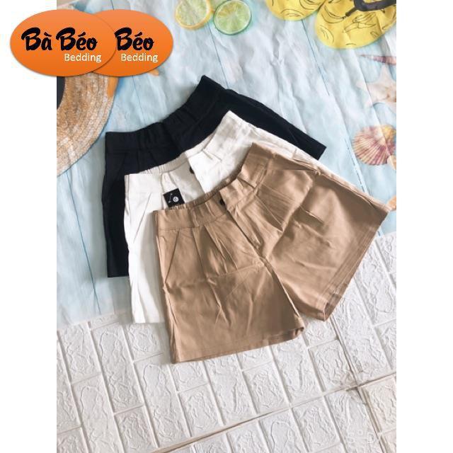 Quần short Kaki ống rộng cúc khoá chun lưng ảnh thật