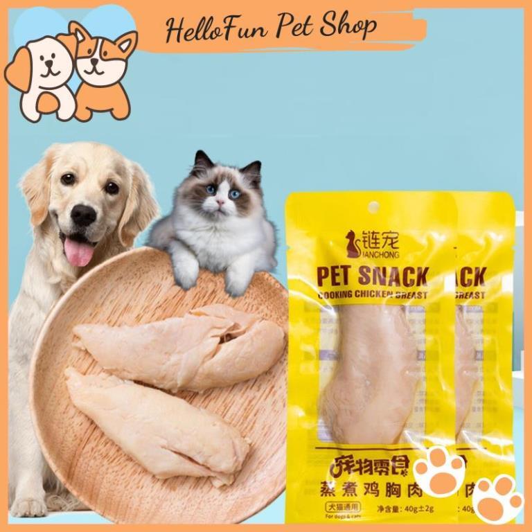 Ức gà hấp ăn liền cho chó mèo - Ức gà Pet Snack, Real Chicken, Masti cho thú cưng (40g)