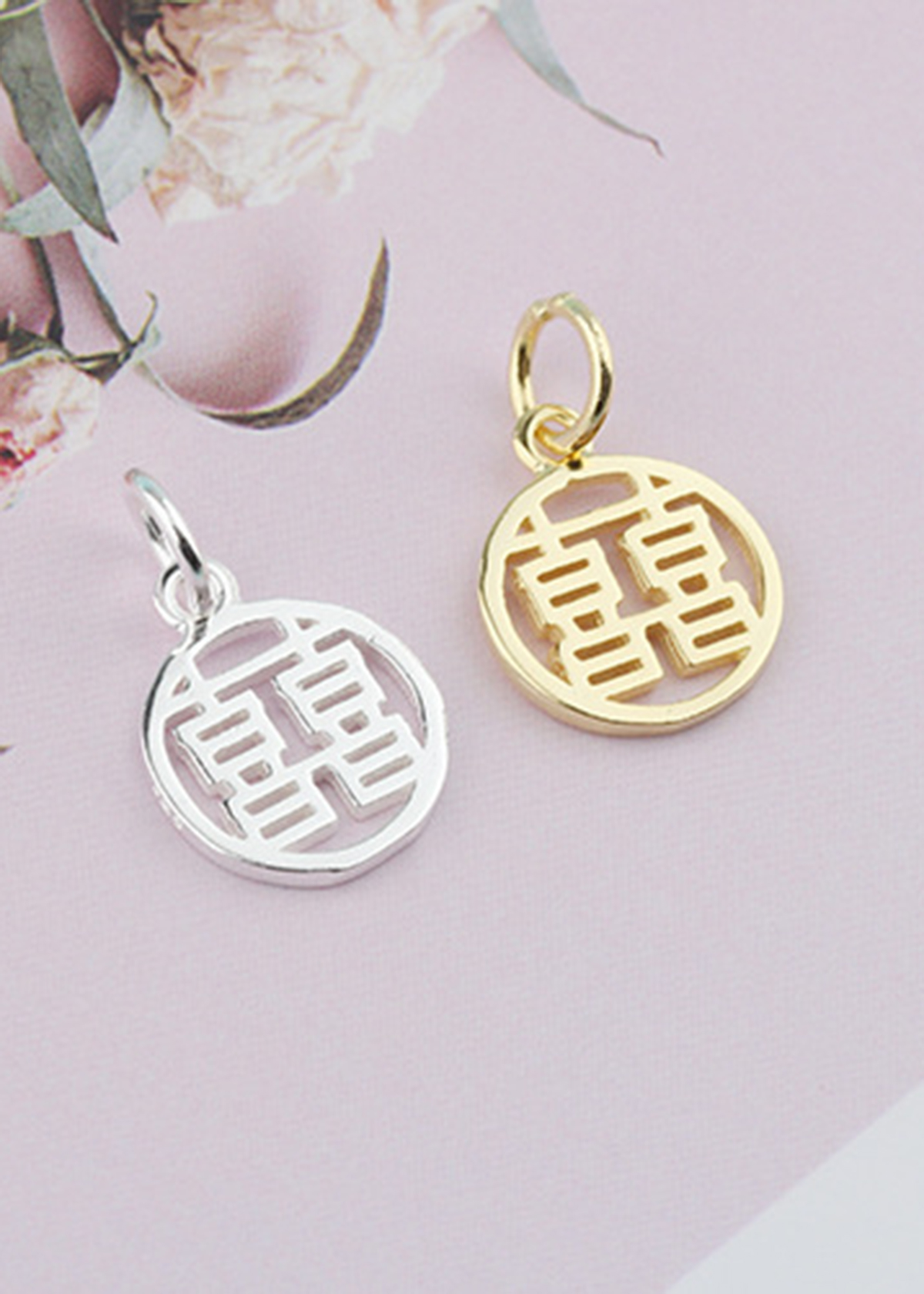 Combo 2 cái charm bạc song hỷ treo - Ngọc Quý Gemstones