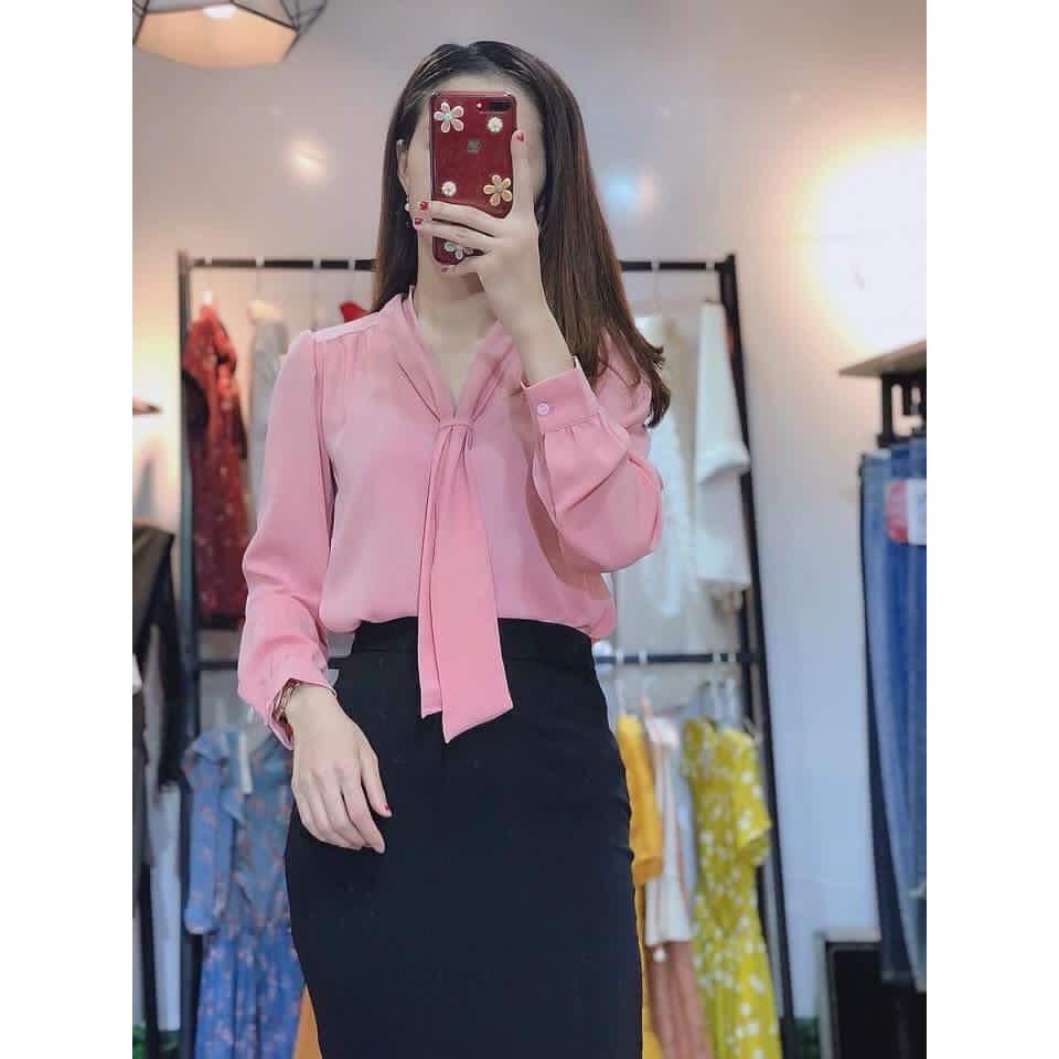 Áo Sơ Mi Cổ Thắt Cách Điệu