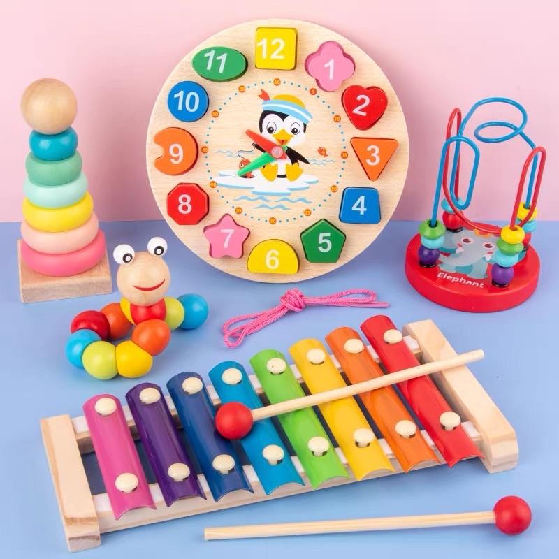 Combo bộ đồ chơi gỗ thông minh phát triển tư duy trí tuệ cho bé - Combo 4 5 7 8 món đồ chơi Montessori bằng gỗ an toàn