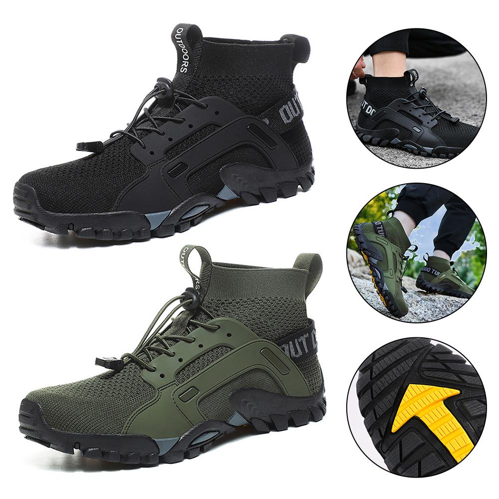 Giày leo núi leo núi chống trượt giày an toàn chống trượt dây đeo dễ dàng dễ dàng. Color: Black Shoe Size: 44