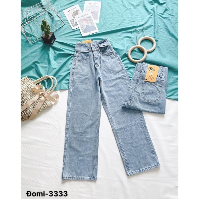Quần jean nữ - quần bò ống rộng siêu cao 2 nút Lê Huy Fashion kiểu túi nhỏ cổ điển MS 3333