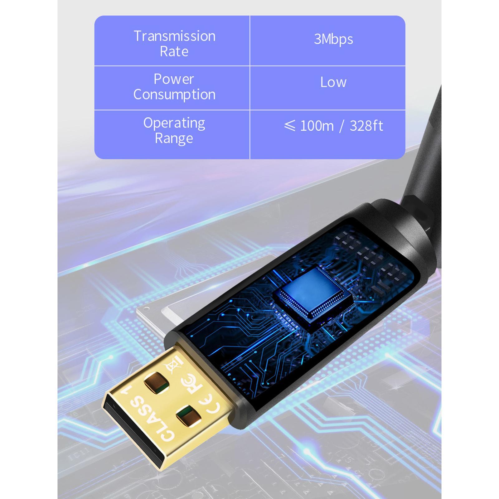 V5.1 USB Adapter Adapter 3Mbps Transmission Rate Low Power Consumption Audio Adapter for Windows 7/8.1/10/11 PC Mouse