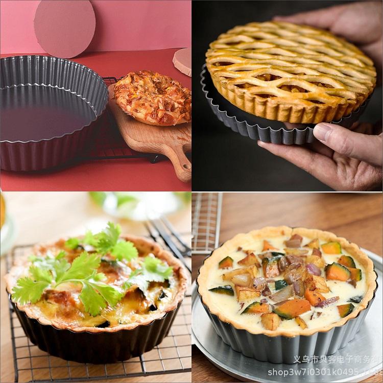 Khuôn Tart Trứng Bánh Pizza Tròn Tim Chống Dính Đế Rời kích thước 10Cm 14Cm 20Cm 22Cm Chất Lượng Cao - TARTCIR TARTTIM