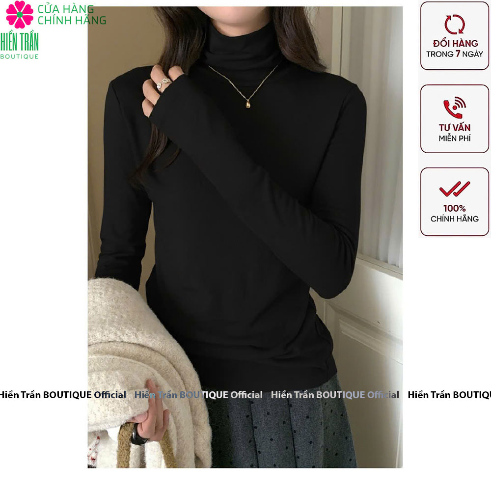 Áo giữ nhiệt nữ cổ cao có lót lông Hiền Trần BOUTIQUE siêu mềm, co giãn 4 chiều A7