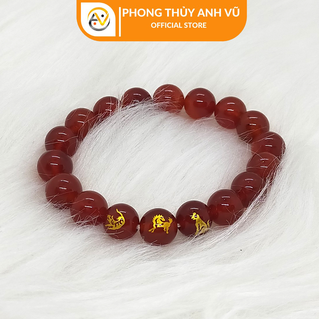 Vòng mã não đỏ tam hợp dần ngọ tuất đã khai quang - size 8 10 12ly - may mắn tài lộc - Vòng Tam Hợp Anh Vũ