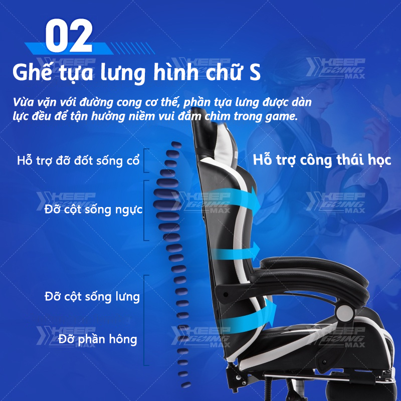 Ghế Gaming,Ghế chơi game đa chức năng,Ghế gaming công thái học bọc nệm mềm Thích hợp làm việc chơi game