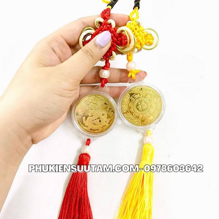 Dây Treo Xu 12 Con Giáp Tuổi Thìn, kích thước: 33cmx4.5cm, màu vàng - SP005846