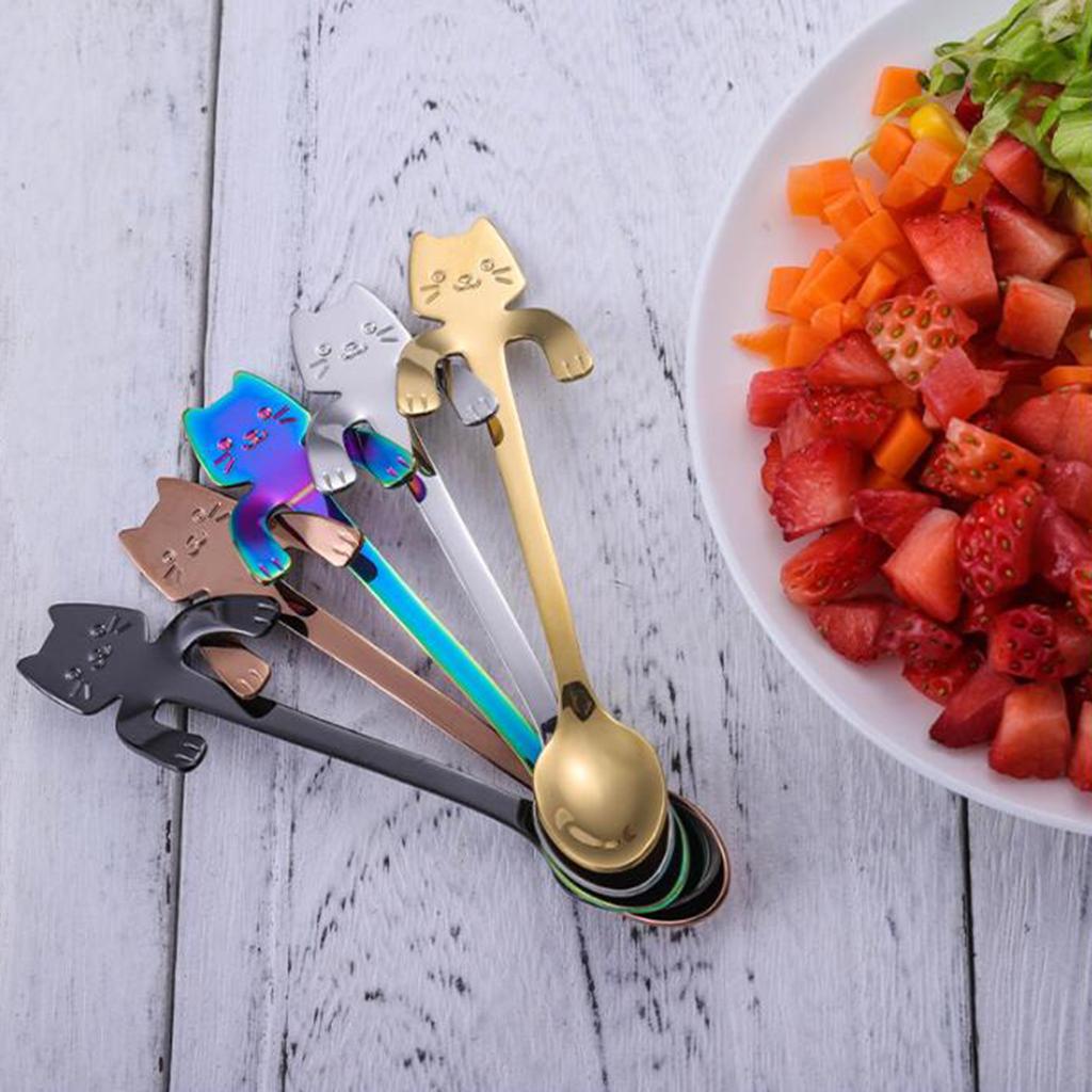 Premium Stainless Steel Coffee Spoon Mini Creative Cat Shape Iced Tea Spoon Teaspoons for Dessert Coffee Sugar Cake Ice Cream Soup Kitchen Restaurant