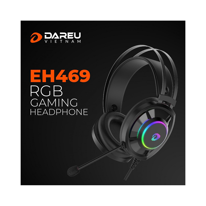 Hàng chính hãng - Tai nghe Gaming Dareu EH469 Black 7.1 RGB Led
