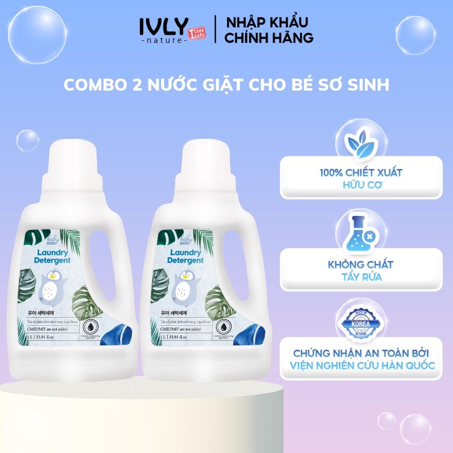 Combo 2 nước giặt quần áo cho bé hữu cơ Baby Step dung tích 1000ml hương phấn thơm an toàn cho làn da