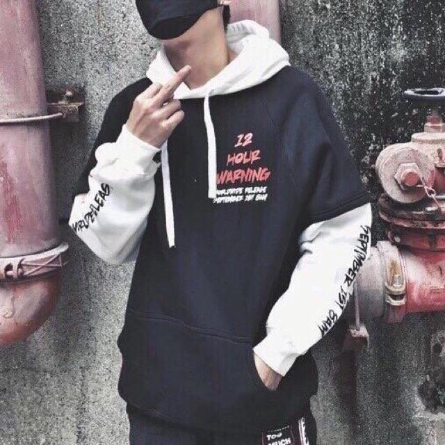 Áo hoodie phối màu nam nữ