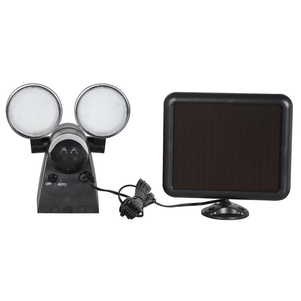 120 LED Solar Double Head Body Sensor Lamp Black