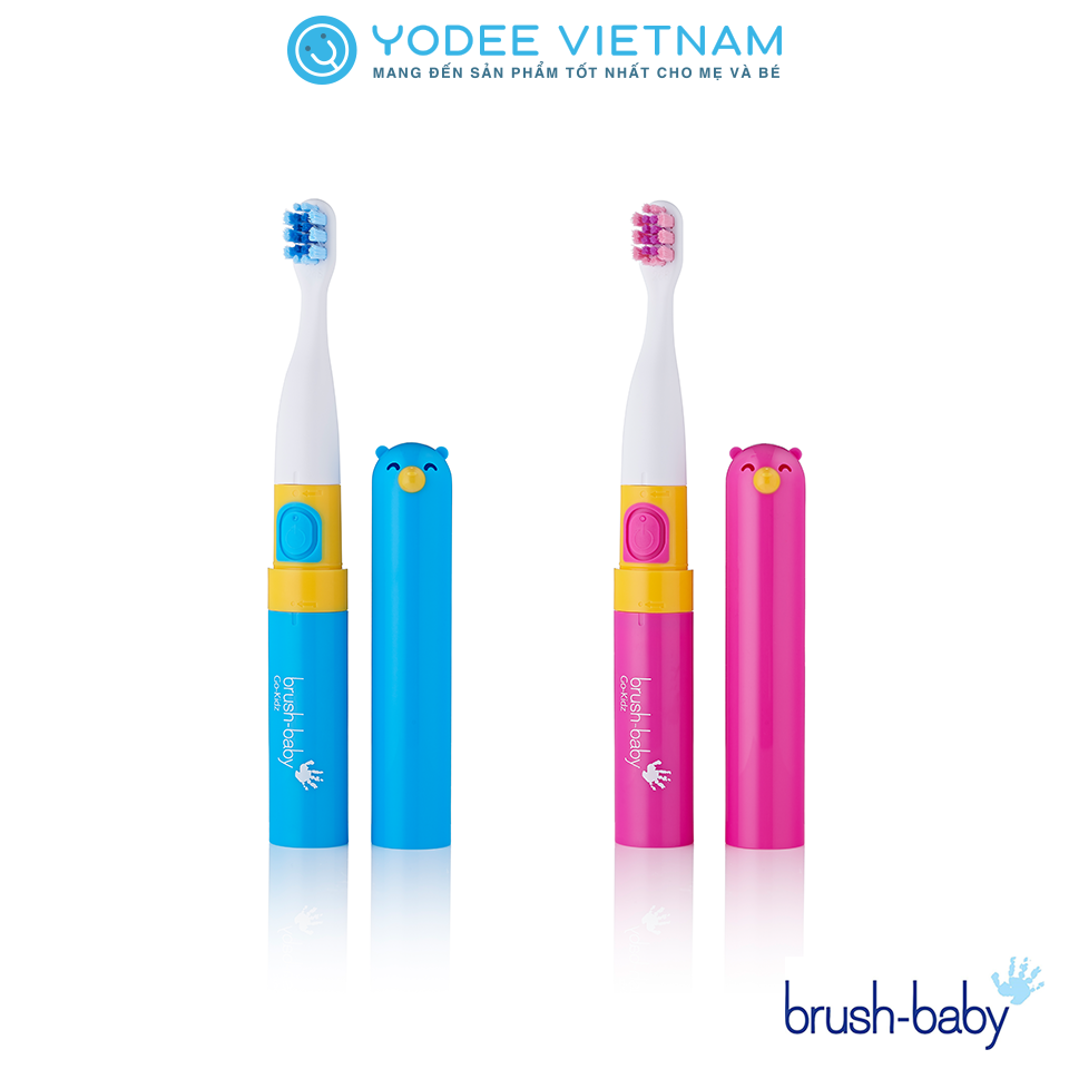 Brush-Baby Bàn chải điện sóng âm GoKidz dùng pin có nắp đậy tiện lợi, 2 chế độ làm sạch răng an toàn và hiệu quả cho bé (Từ 3 tuổi)