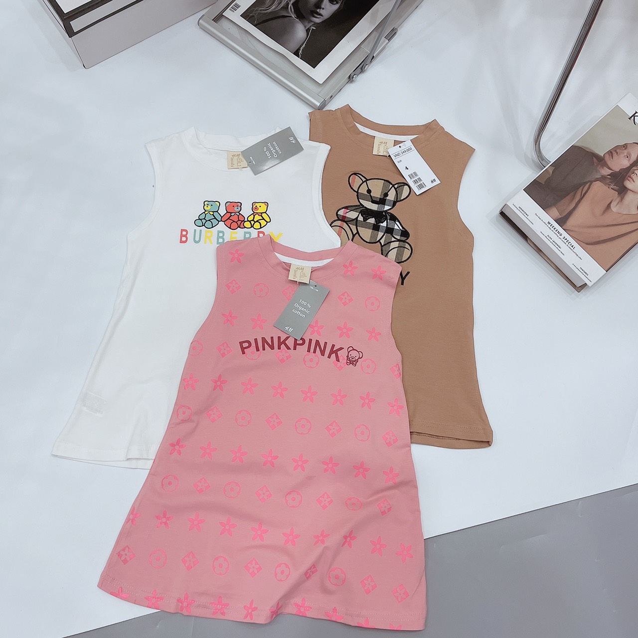 SET 3 VÁY COTTON SÁT NÁCH THOÁNG MÁT CHO BÉ GÁI FORM SUÔNG THOẢI MÁI