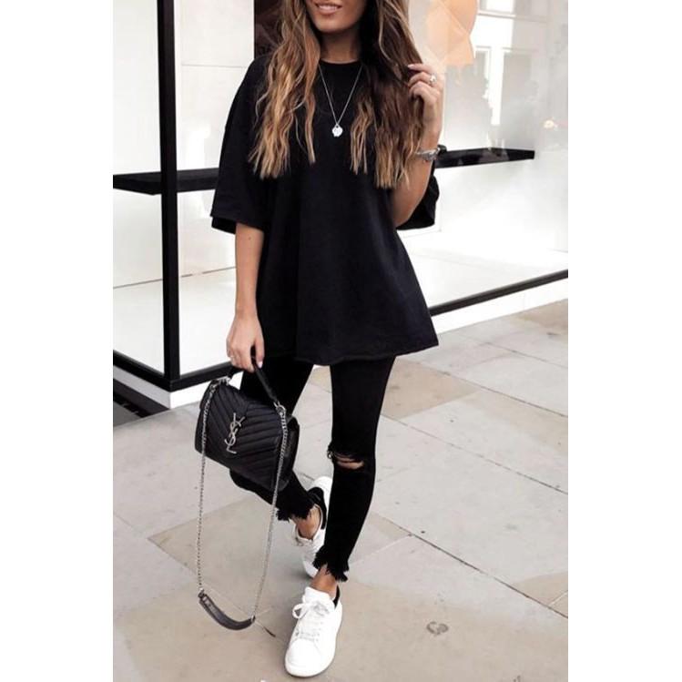 Áo thun oversize unisex tay lỡ basic