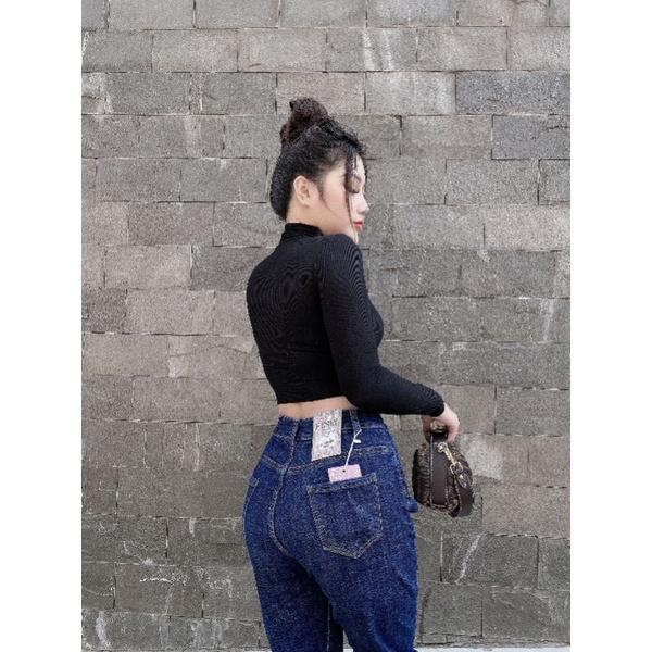 Quần Jeans Nữ Skinny Túi Ngang Cạp Cao