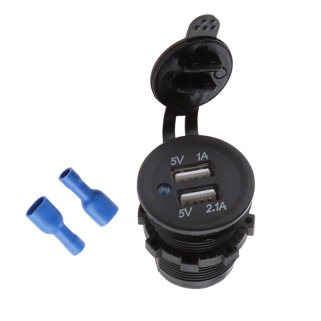 Waterproof Dual USB Motorcycle Car Power Adapter Charger Plug Socket