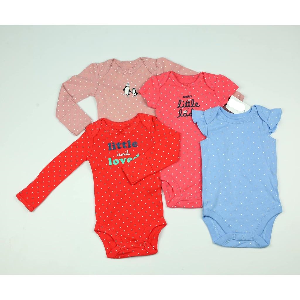 Bodysuit cho bé dài tay chấm bi chất liệu cotton từ 0-24 tháng 17646410A