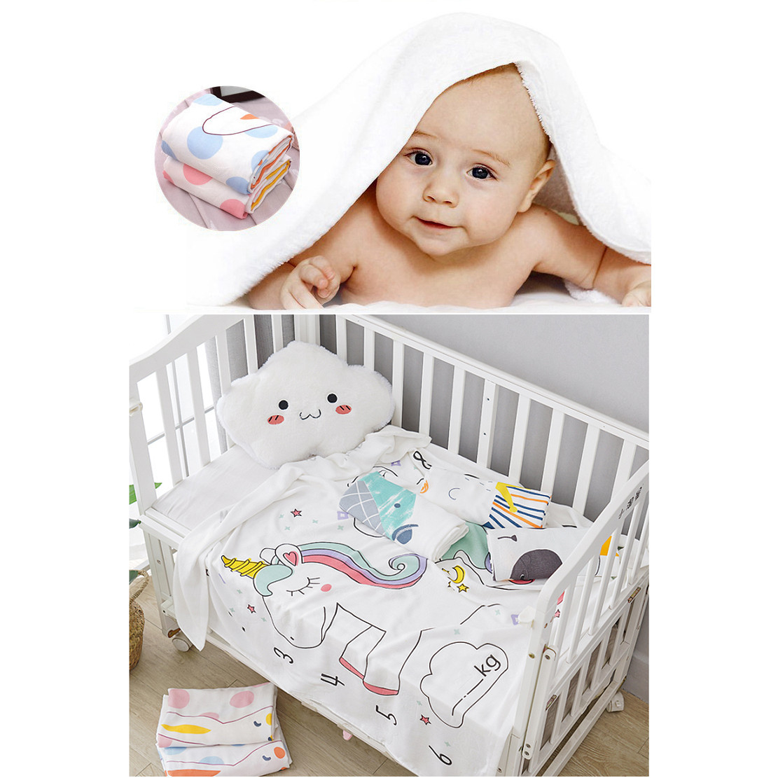 Chăn  đũi cho bé từ sơ sinh đến tiểu học chất liệu sợi tre thiên nhiên và sợi Cotton, loại siêu mềm mịn, KT: 110x110cm, Bamboo Home - hàng chính hãng BBH