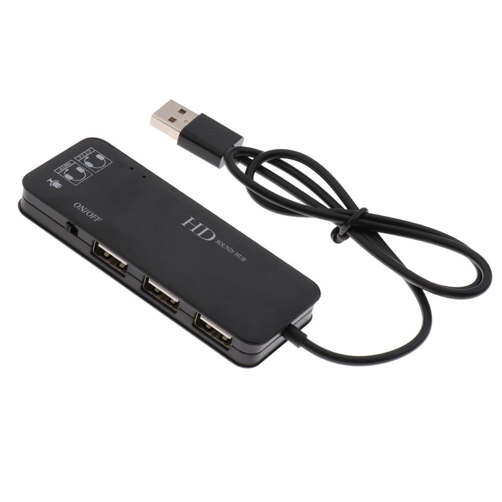 USB 2.0 Hub TO 3-Port USB 2.0 Splitter& 7.1CH Mic/Headset Sound Card Adapter