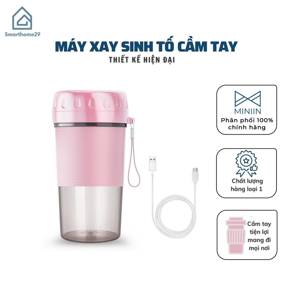 Máy Xay Sinh Tố Cầm Tay Mini Đa Năng 330ML Có Quai Xách  Chính Hãng MINIIN  - Xay Cực Nhanh 9s, An Toàn