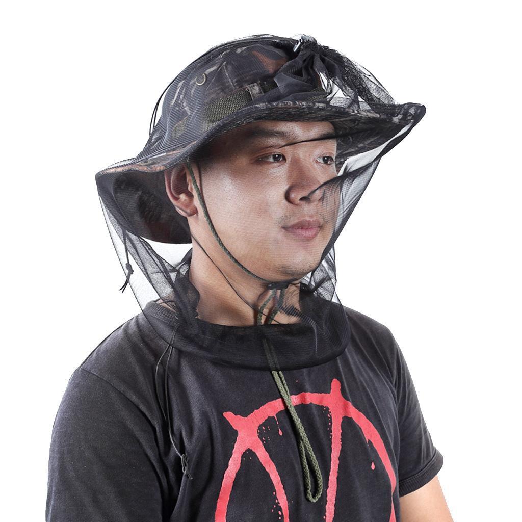 2 Pieces Black Double End Open Mosquito Bug Head Hat Net Insect Mesh Travel Camping Fishing High Quality