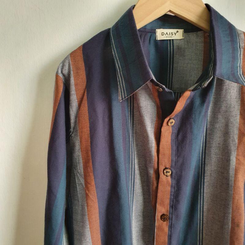Áo sơmi vintage cotton sọc
