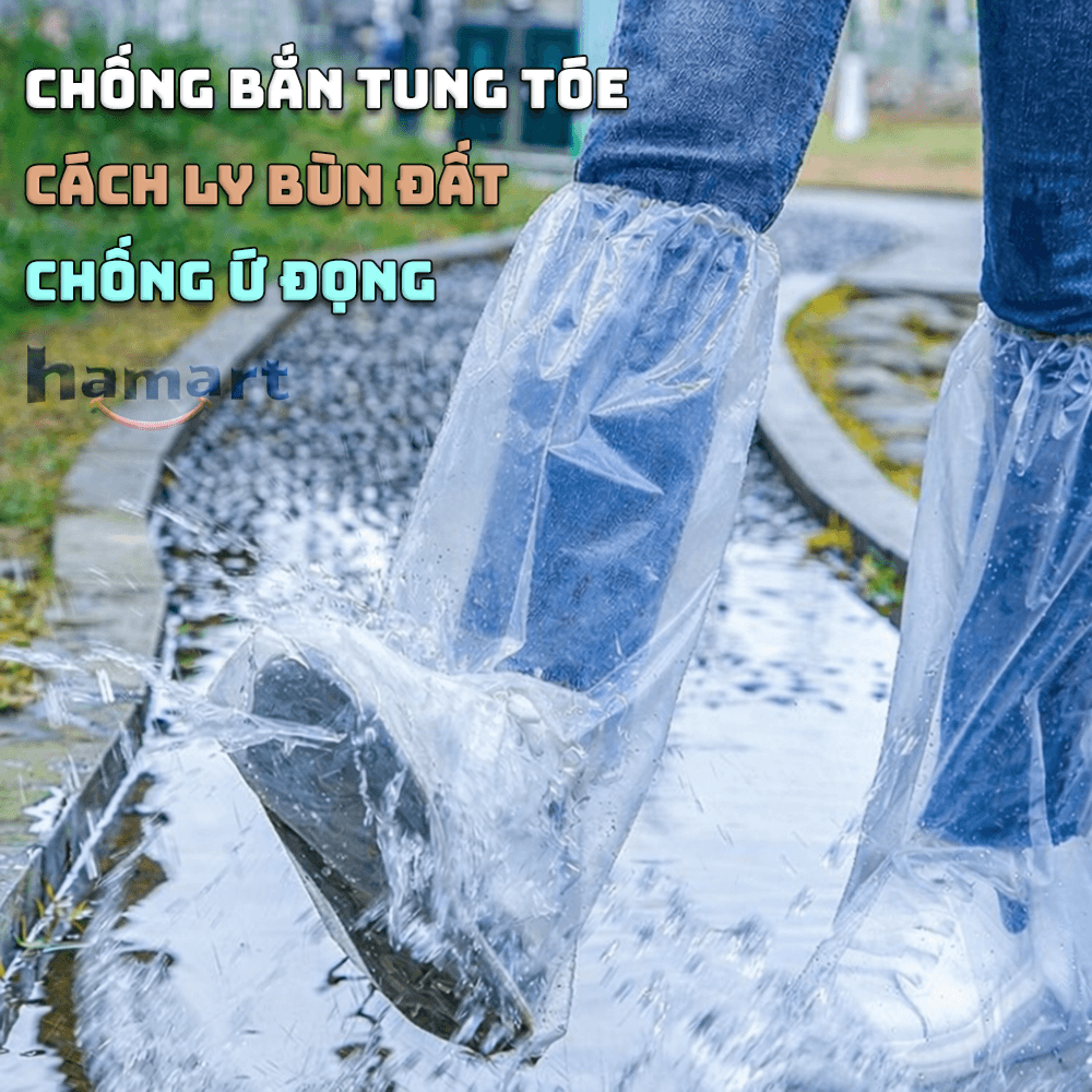 Bọc Giày Trời Mưa Ủng Nilong Bao Giày Dép Du Lịch Bảo Vệ Chống Nước Bám Bẩn 1 Lần Tiện Lợi