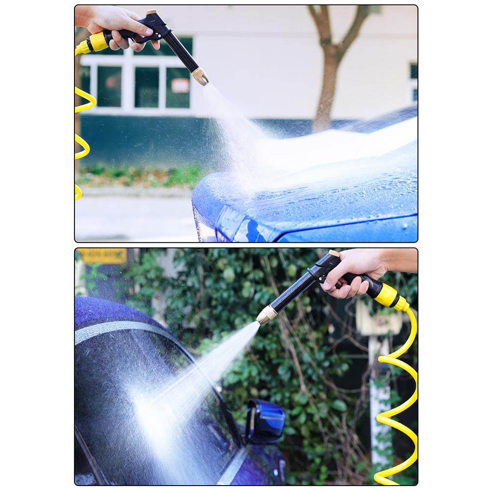 High Pressure Washer Gun with Recoil Water Hose Space-saving Portable Handheld Car Washer Adjustable Jet/ Fan Washing Sprayer with Universal Connector for Floor Fence Patio Garden Pet Shower