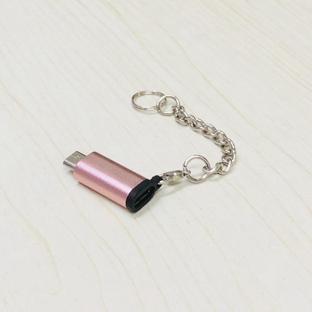 Type C Adapter With Keychain Charger To Micro USB Converter Connector