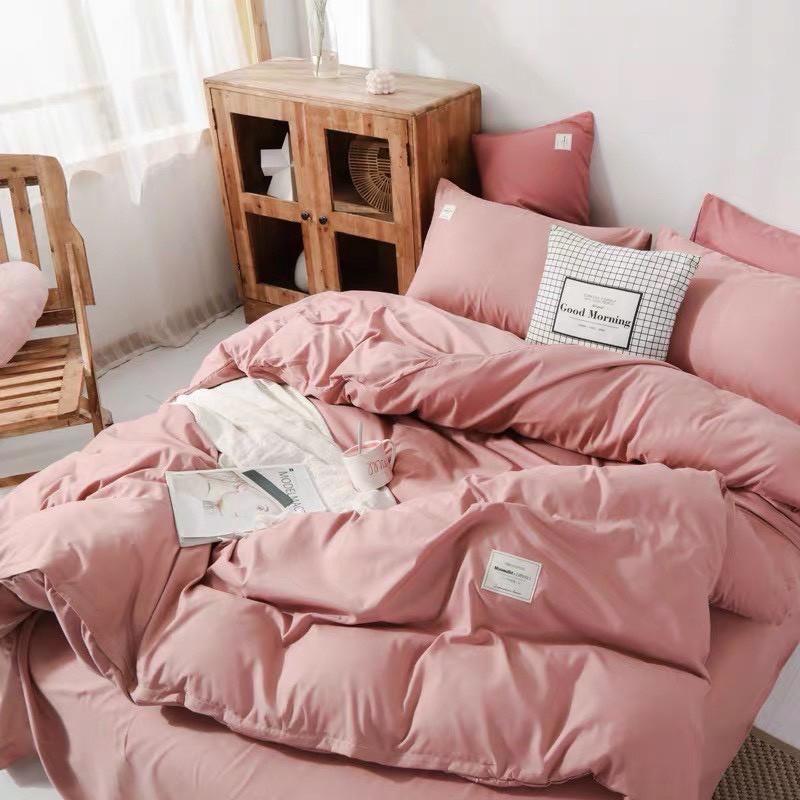 Bộ chăn ga cotton Tici cao cấp trơn 1 màu phong cách Hàn Quốc đủ size