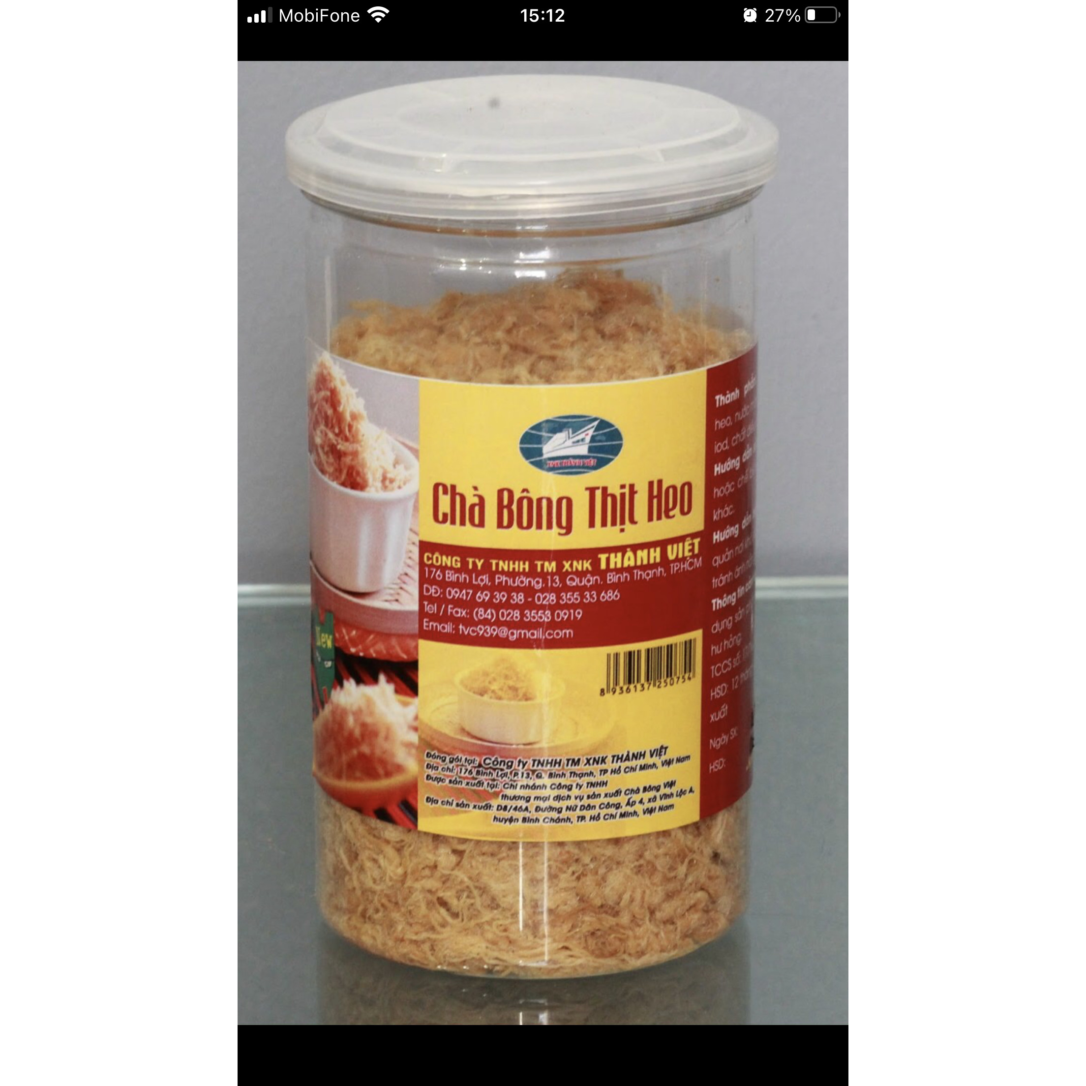 Chà bông thịt heo 180g hủ