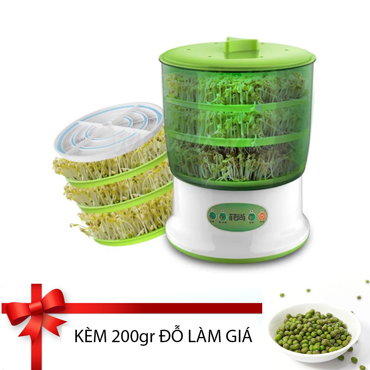 MÁY LÀM GIÁ ĐỖ BẰNG ĐIỆN 3 TẦNG DYJ-A01 KÈM 200gr ĐỖ LÀM GIÁ