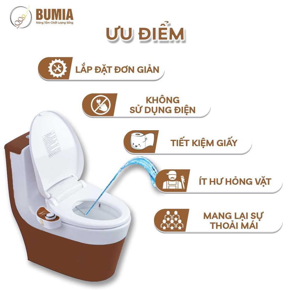 Nắp bồn cầu thông minh dùng cơ, tự rửa vệ sinh hậu môn và vệ sinh cho phụ nữ Bumia bidet, vòi xịt vệ sinh thông minh, mã sản phẩm BM-01V