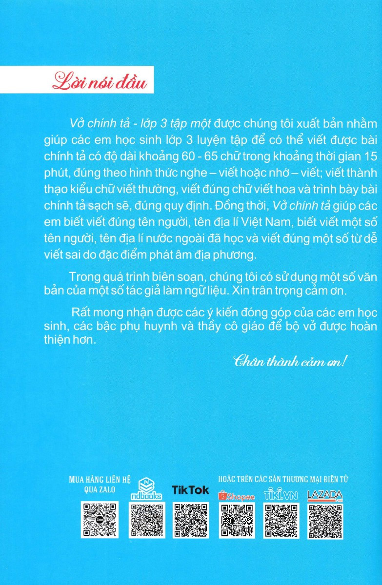 Vở Chính Tả Lớp 3 - Tập 1