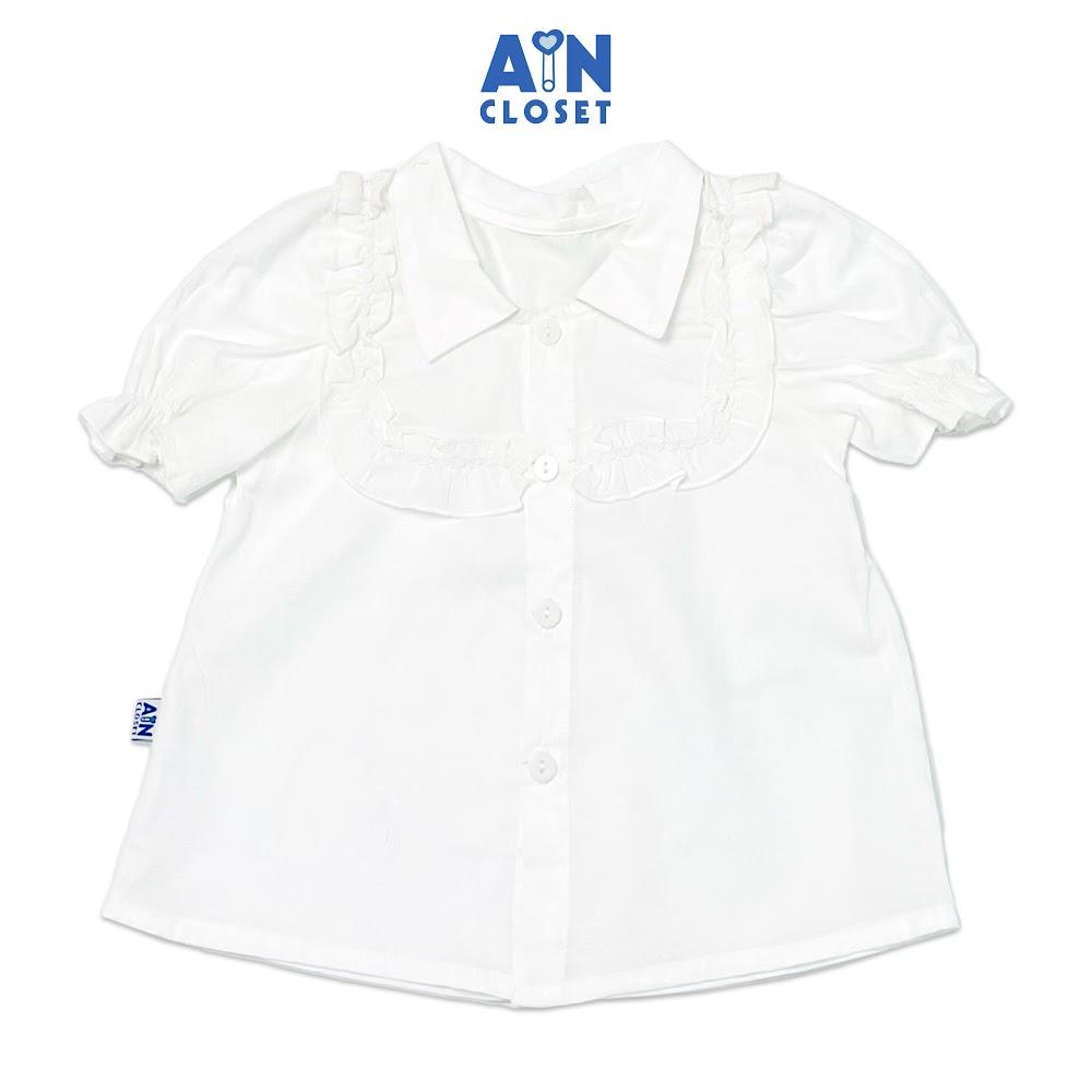 Áo sơ mi trắng ngắn tay bé gái cotton - AICDBGHCRLWR - AIN Closet