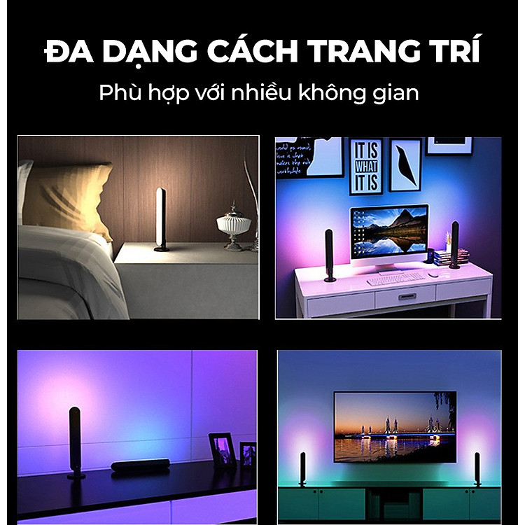Combo 2 Cây Đèn LED RGB Mới Nhất 2024 Tuỳ Chỉnh Đứng Nằm Trang Trí Bàn Làm Việc Ô tô Cực Kì Đẹp Có Điều Khiển