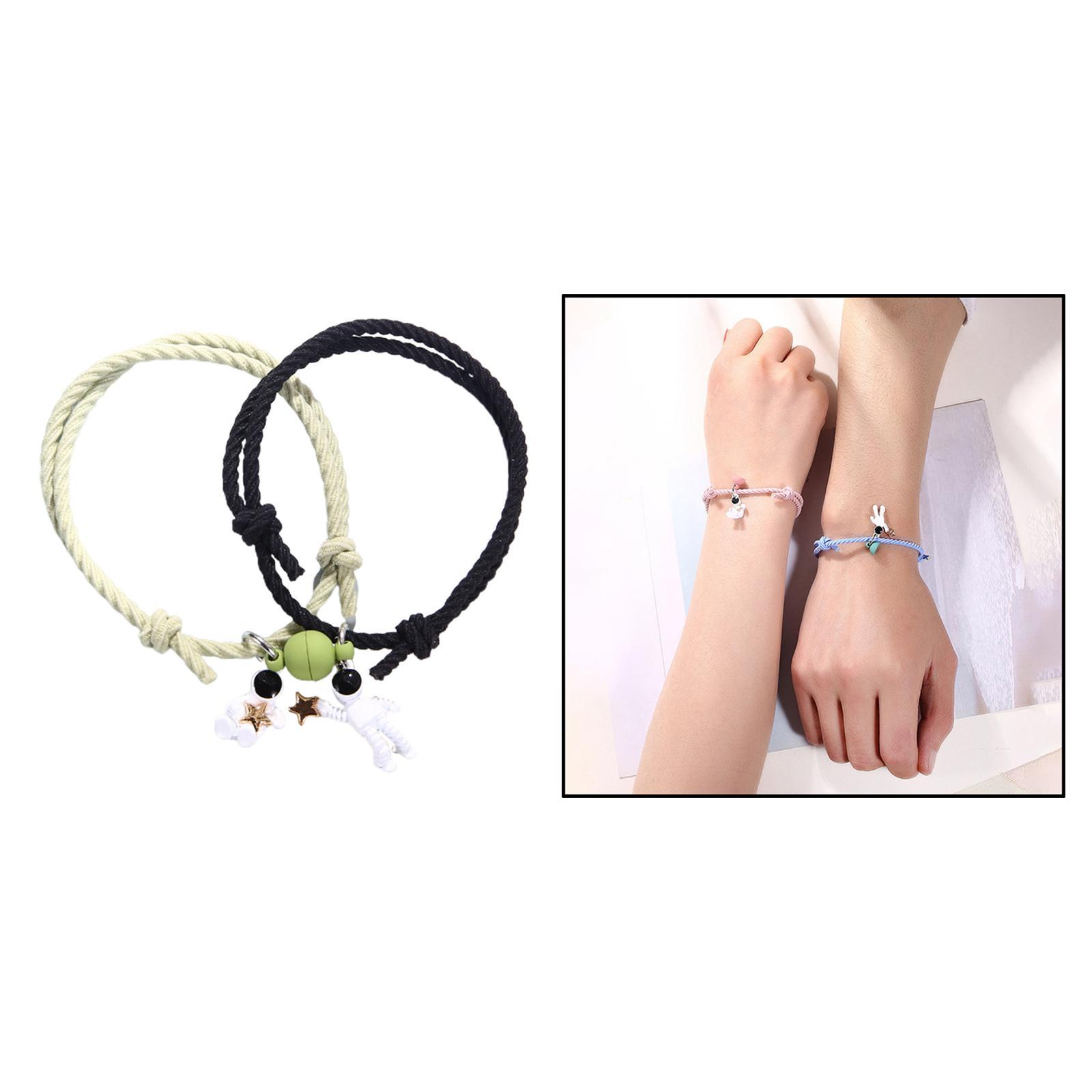 2x2Pcs Magnet Couple Spaceman Astronaut Bracelet for Couple Valentine's Day E