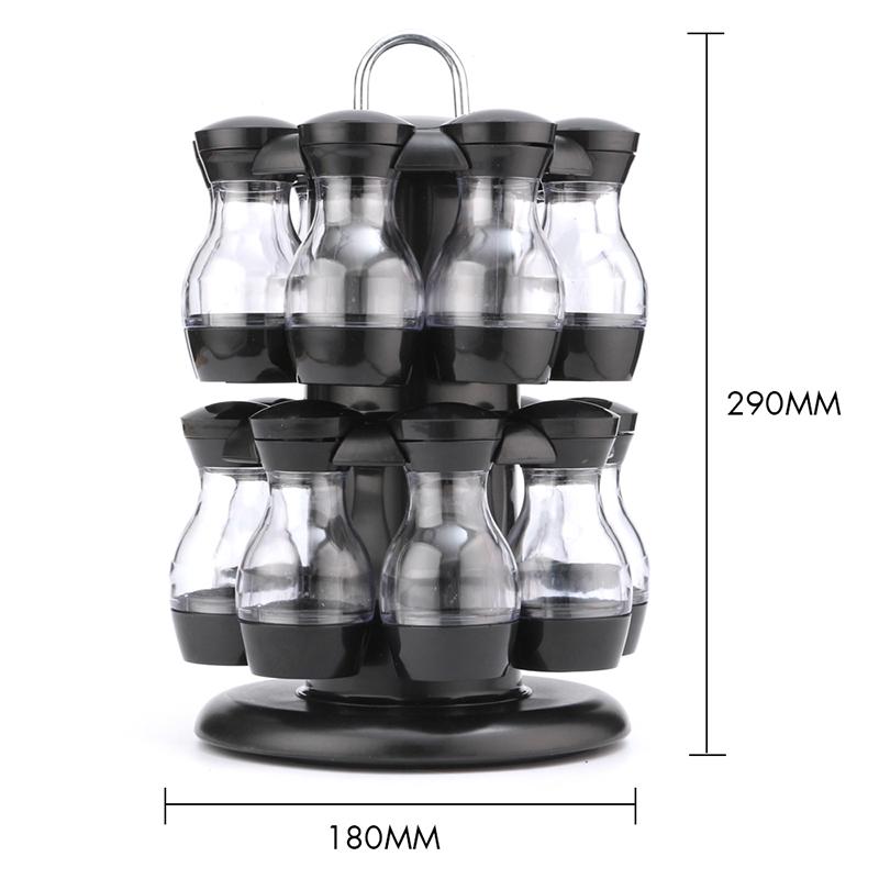 16 Cái Gia Vị Bộ Xoay 360 Lọ Gia Vị Giá Treo Nhà Bếp Cruet Gia Vị Bình Cà Phê Đường Cói Bình Đựng Giá