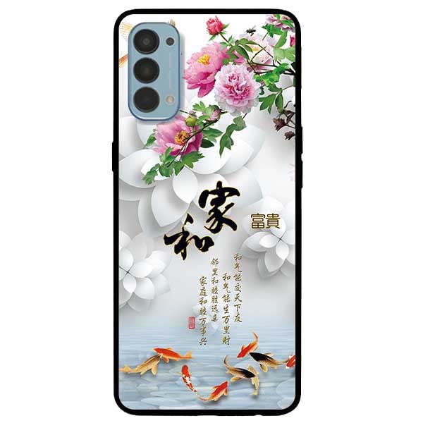 Ốp lưng dành cho Reno 4 mẫu Chim Cá Nền Hoa Trắng