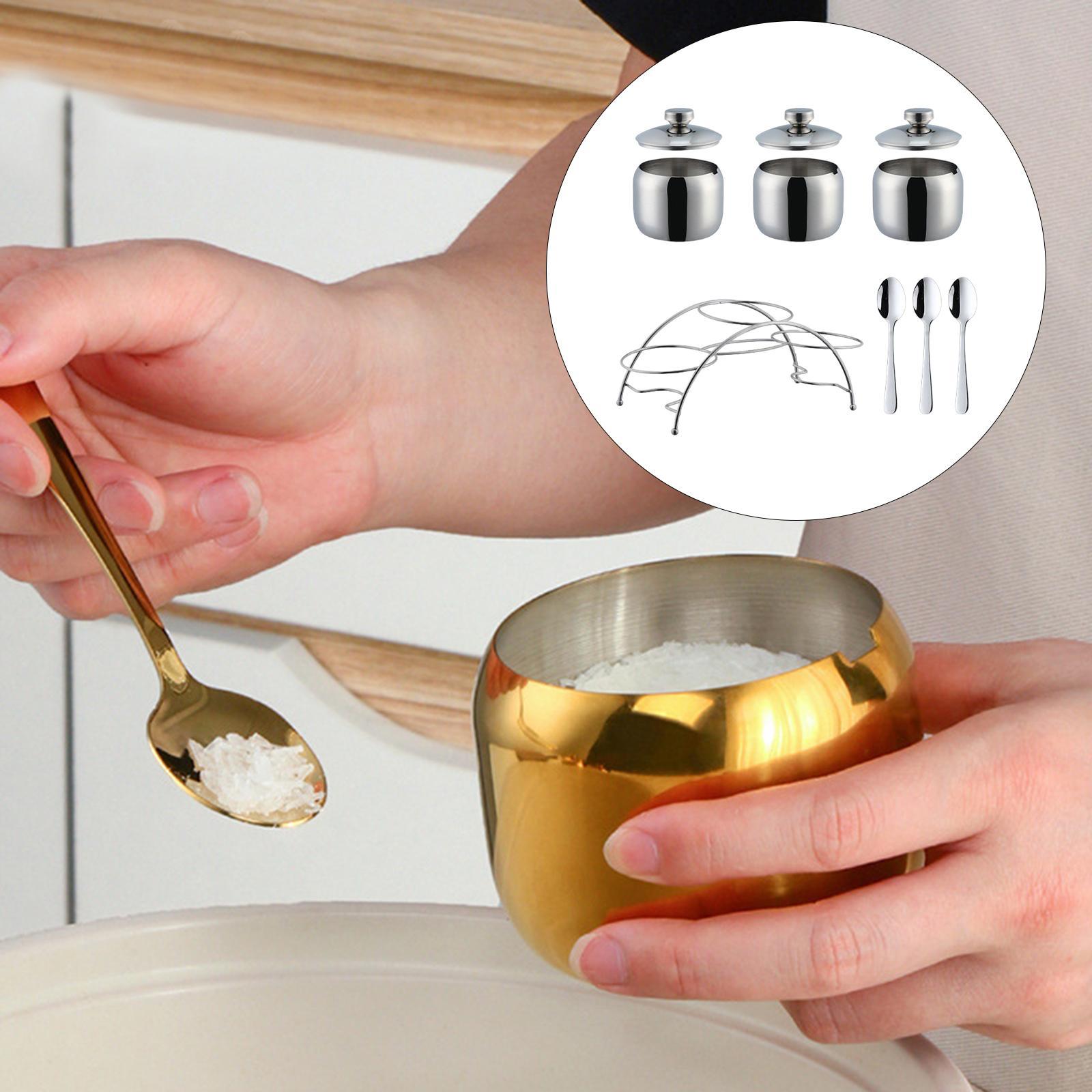 Salt Container Spice Case Seasoning Jar and Spoon Holder Convenient for Housewarming Gift