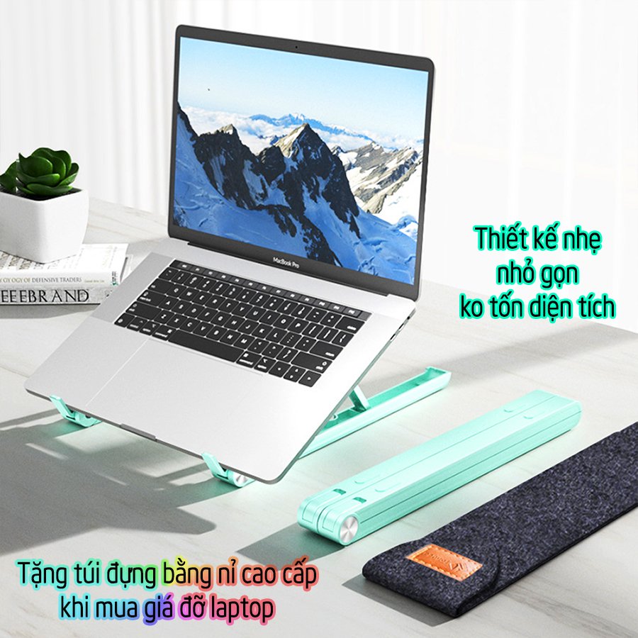 Tặng túi đựng bằng nỉ cao cấp - Giá đỡ dành cho Laptop tản nhiệt chống trượt - nhiều màu