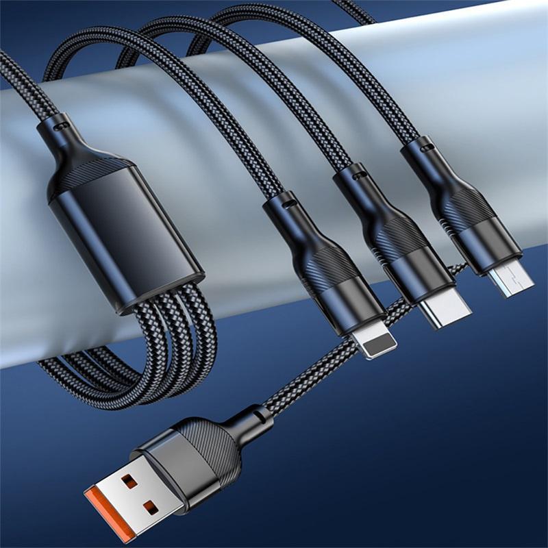ACCEZZ Dây Cáp Sạc Nhanh Loại C 6A 3 Trong 1 66W Cho Xiaomi OPPO iOS