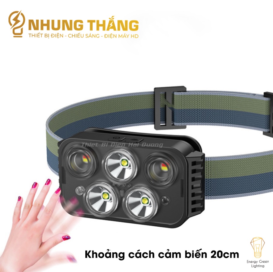 Đèn Pha Đội Đầu Xoay Cảm Ứng TD16602 - 7 Chế độ sáng - Chip LED Siêu Sáng - Dung lượng Pin Lớn - CÓ VIDEO