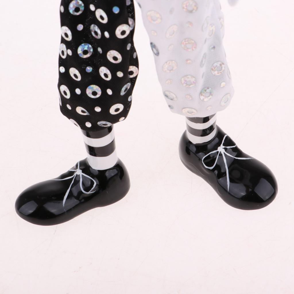 38cm Vintage Porcelain Clown Doll, Hand Painted Harlequin Doll Home Office Display Decoration