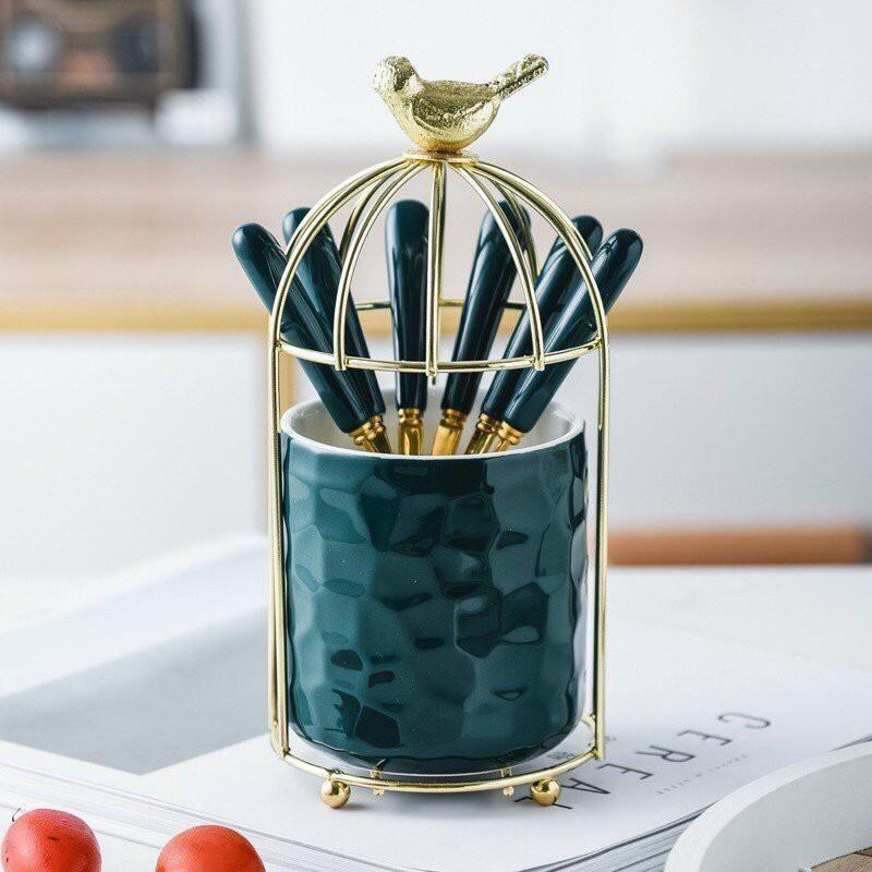 Giỏ SỨ Đựng Muỗng, Nĩa - Giỏ đựng thìa, dĩa - Kiểu dáng lồng chim