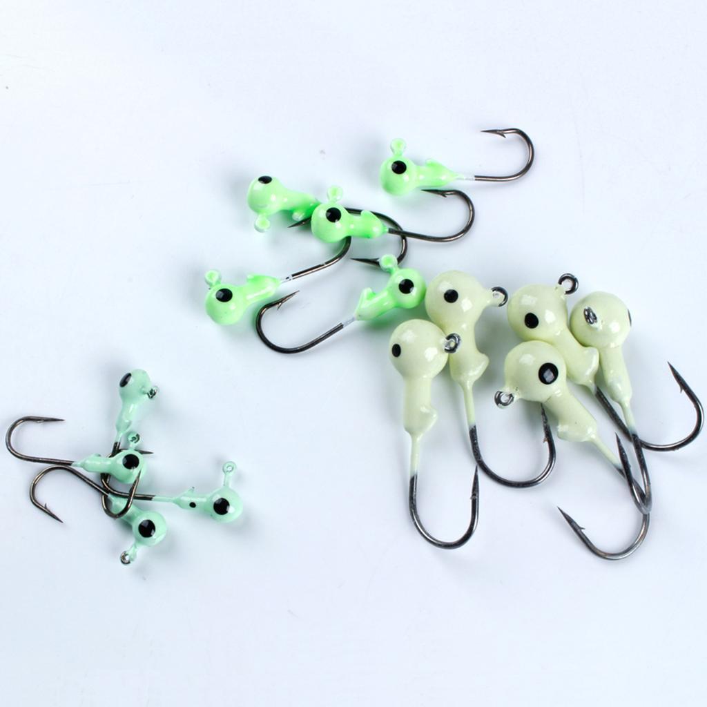 55Pcs Glow Fishing Jig Head Metal Hooks Hard Bait Lure Jig Tackle Equipment